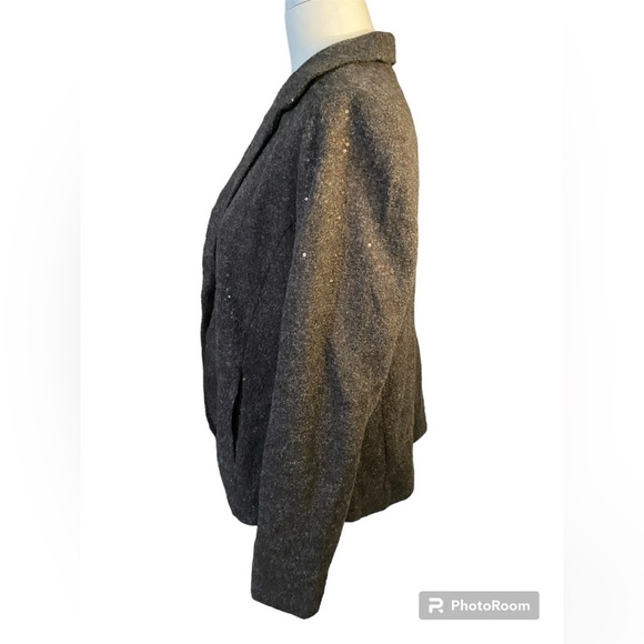 J JIll womens Walnut brown sequin blazer wool blend size L - Picture 2 of 8